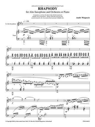 Rhapsody - André Waignein - Partition - Saxophone